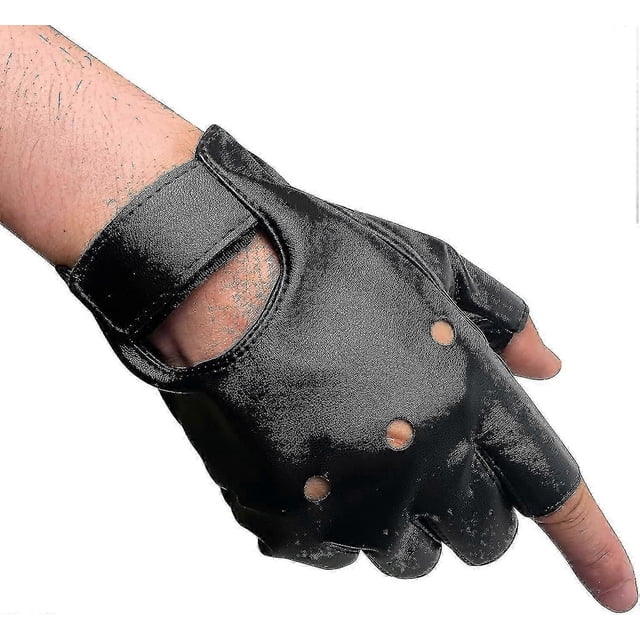 Men Fingerless Pu Leather Gloves Driving Gloves Steampunk Gothic Half Finger