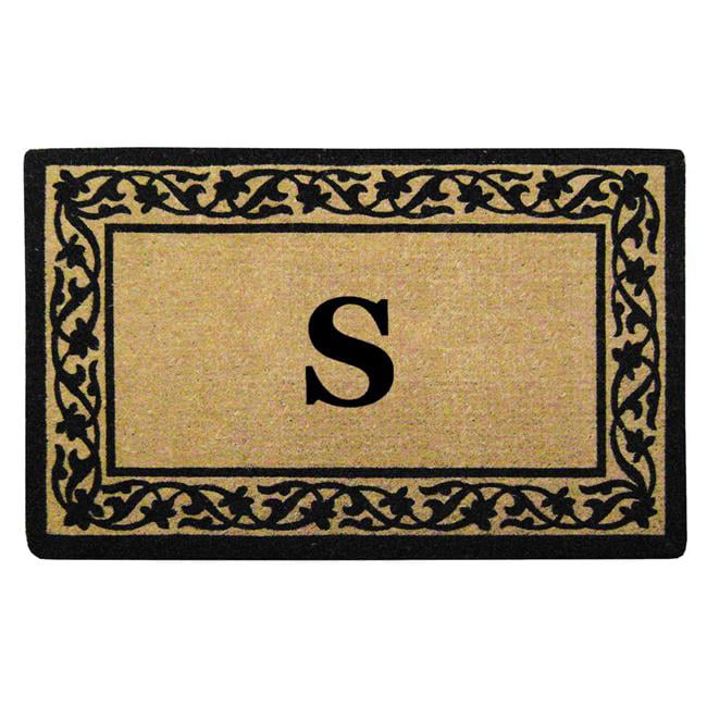 Heavy Duty 22 x 36 Coco Mat Olive Branch Border Monogrammed L 