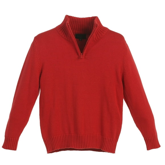 Gioberti Chandail Tricoté à Demi-Glissière 100 % Coton pour Garçon, Rouge, Taille 18