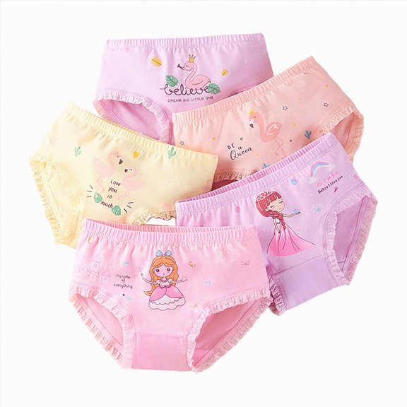 Nwiuh 4 Pcs Little Girls Toddler Kids Ballet Princess Underwear Boxers Briefs Panties (Pink, 5-6 Years)