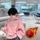 thumbnail image 3 of Sudadera con capucha holgada e informal para niños y niñas, de color rosa, estilo coreano, para primavera, otoño e invierno, con retazos, polar, 3 of 5