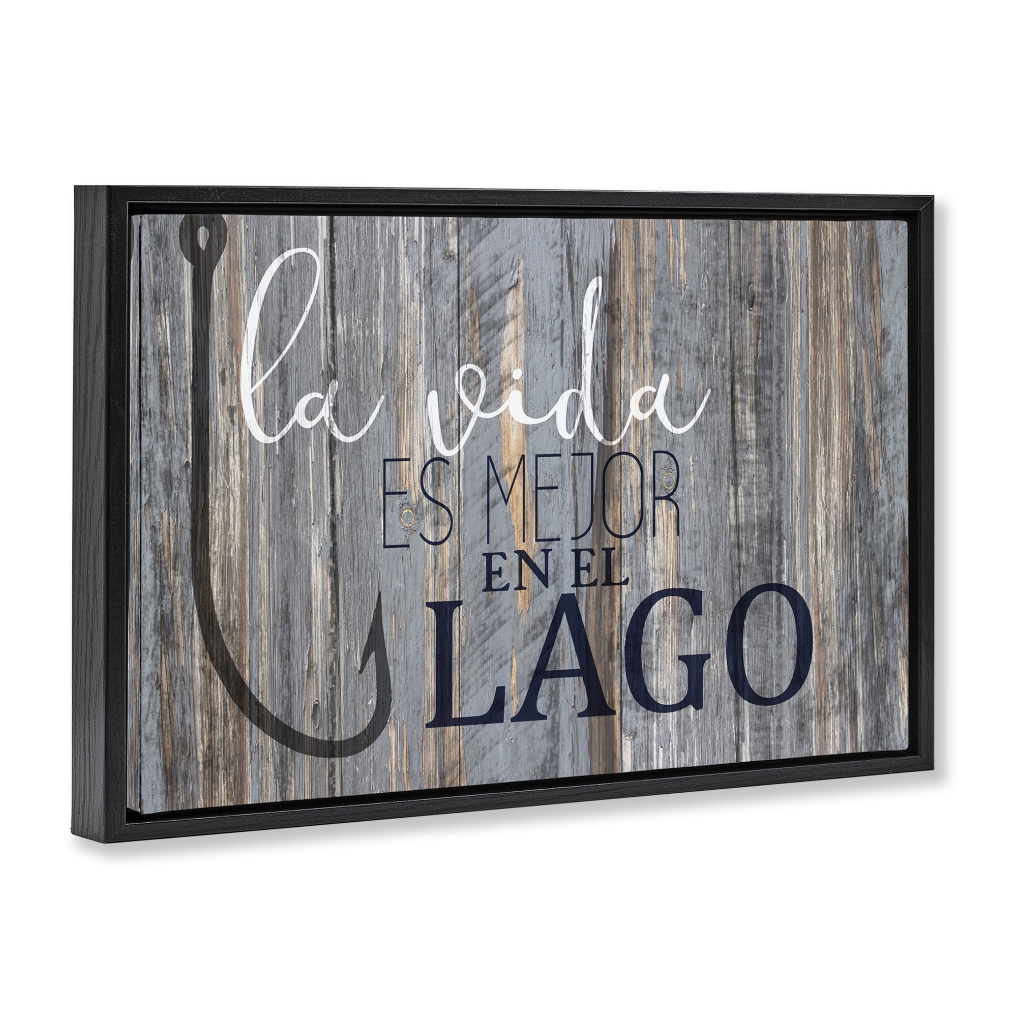 Stupell Industries Mejor en el Lago Azul Inspirational Quotes & Sayings Painting Black Floater Framed Art Print Wall Art, 31 x 21
