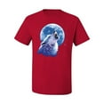 thumbnail image 2 of Wolf Howling at the Moon | Mens Animal Lover Graphic T-Shirt, Red, 4XL, 2 of 3