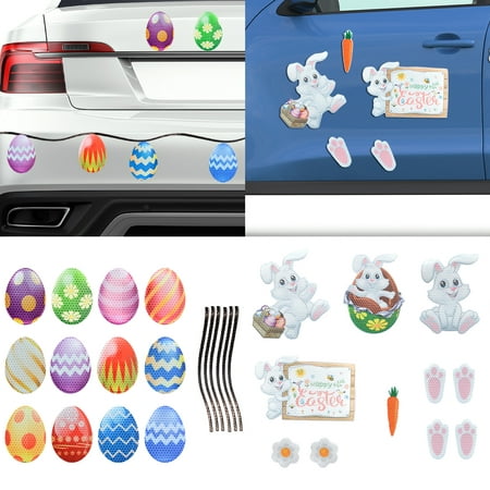 

6/11/12/18Pcs/Set Decorative Sticker Attractive Magnetic Reflective Rabbit Easter Eggs Fridge Magnet for Festival Red Pl