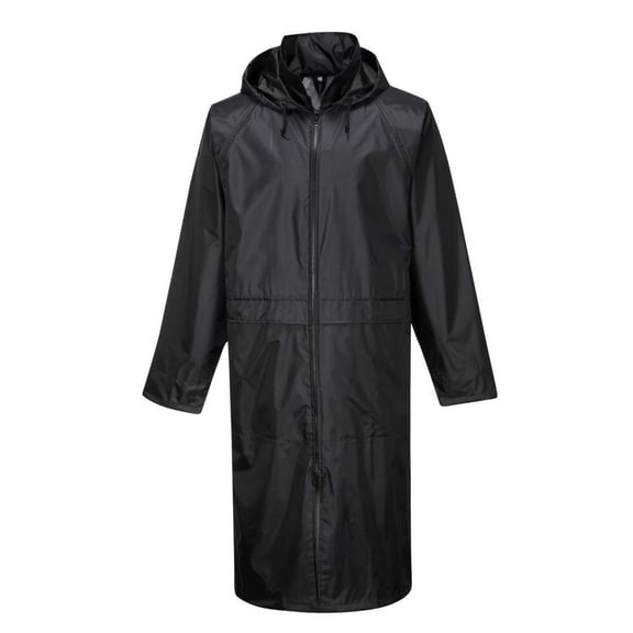 Portwest S438 Men's Lightweight Waterproof Classic Raincoat Long Rain Jacket Black, Small