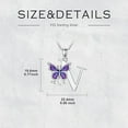 thumbnail image 3 of AOBOCO Initial Necklace for Women 925 Sterling Silver Purple Butterfly with A-Z 26 Letters Pendant Necklace for Graduation Gifts, 3 of 10