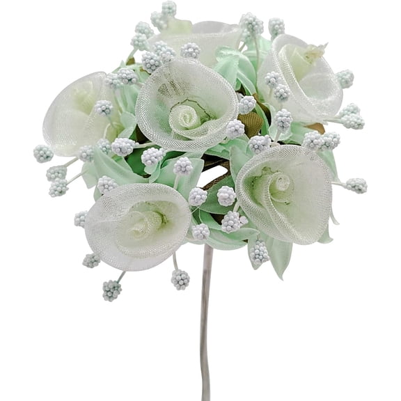 72PC Mint Green Artificial Organza Silk Flower Baby Breath Pick for Home Craft Decor DIY Wedding Bridal Veil Headband Dress Cake Topper Embellishment Favor Corsage Floral Bouquet Arrangement