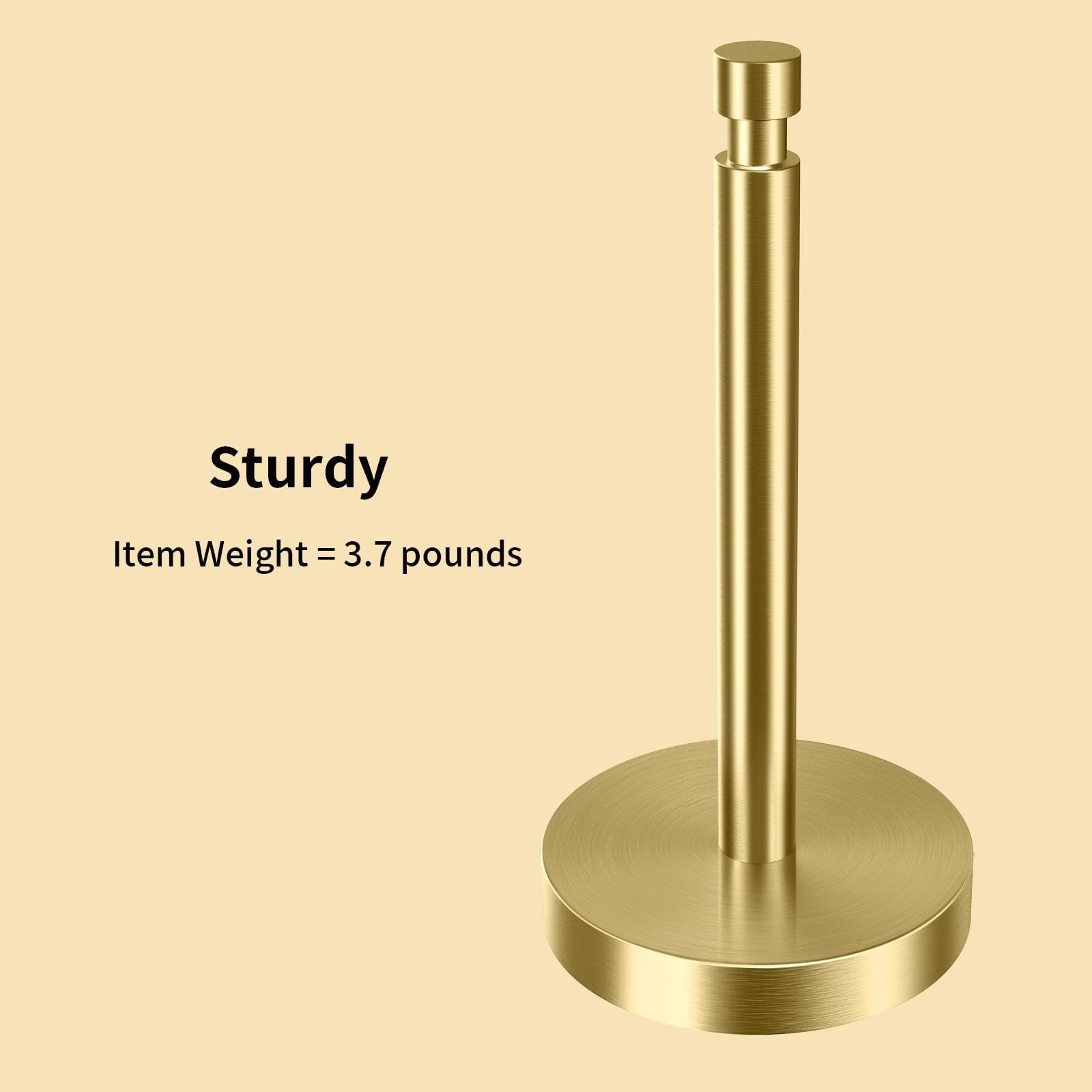 Paper Towel Holder Countertop  With Weighted Base Non Slip Standing Roll For Kitchen Bathroom Stainles Steel (gold)