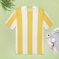 thumbnail image 4 of Bright Soleil Yellow And White Vertical Cabana Stripes Women's T-Shirt Short Sleeve T Shirts Tops Tee Ladies Loose T, 4 of 6