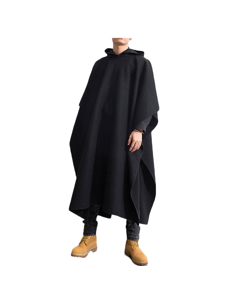 INCERUN Men's Gothic Hooded Poncho Cape Cloak Punk Baggy Coat Jacket Shirts -