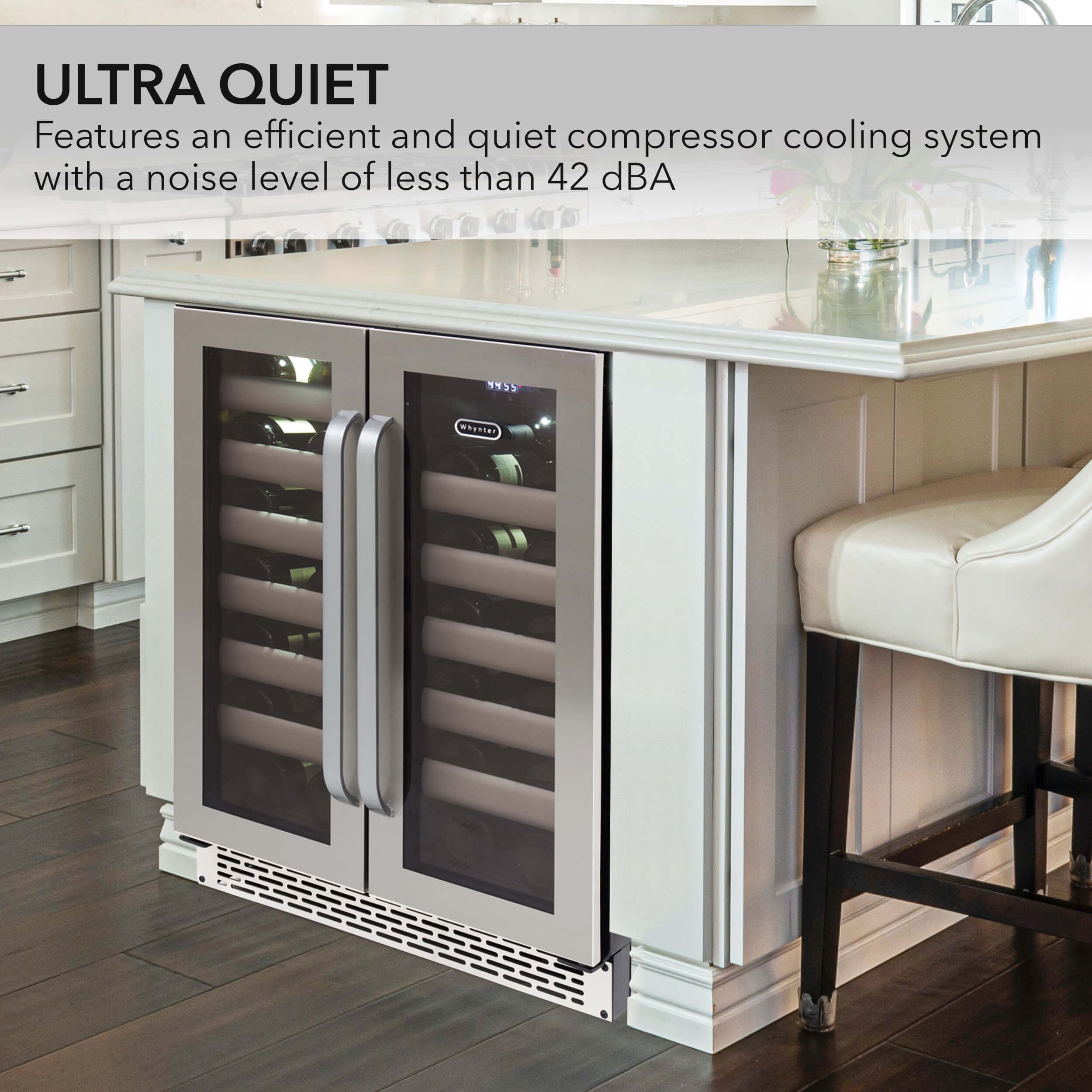 Whynter BWR-401DS Elite 24" 40 Bottle Seamless Stainless Steel Door Dual Zone Built-in Wine Refrigerator
