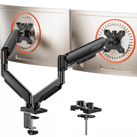 ErGear Dual Monitor Arm, Full Adjustable Monitor Mount for 13–32″ Screens, Fast Install Computer Monitor Stand with Tool-Free VESA Mount,