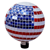 Very Cool Stuff Mosaic Glass Gazing Globe, Patriotic Stars & Stripes Tile, 10in