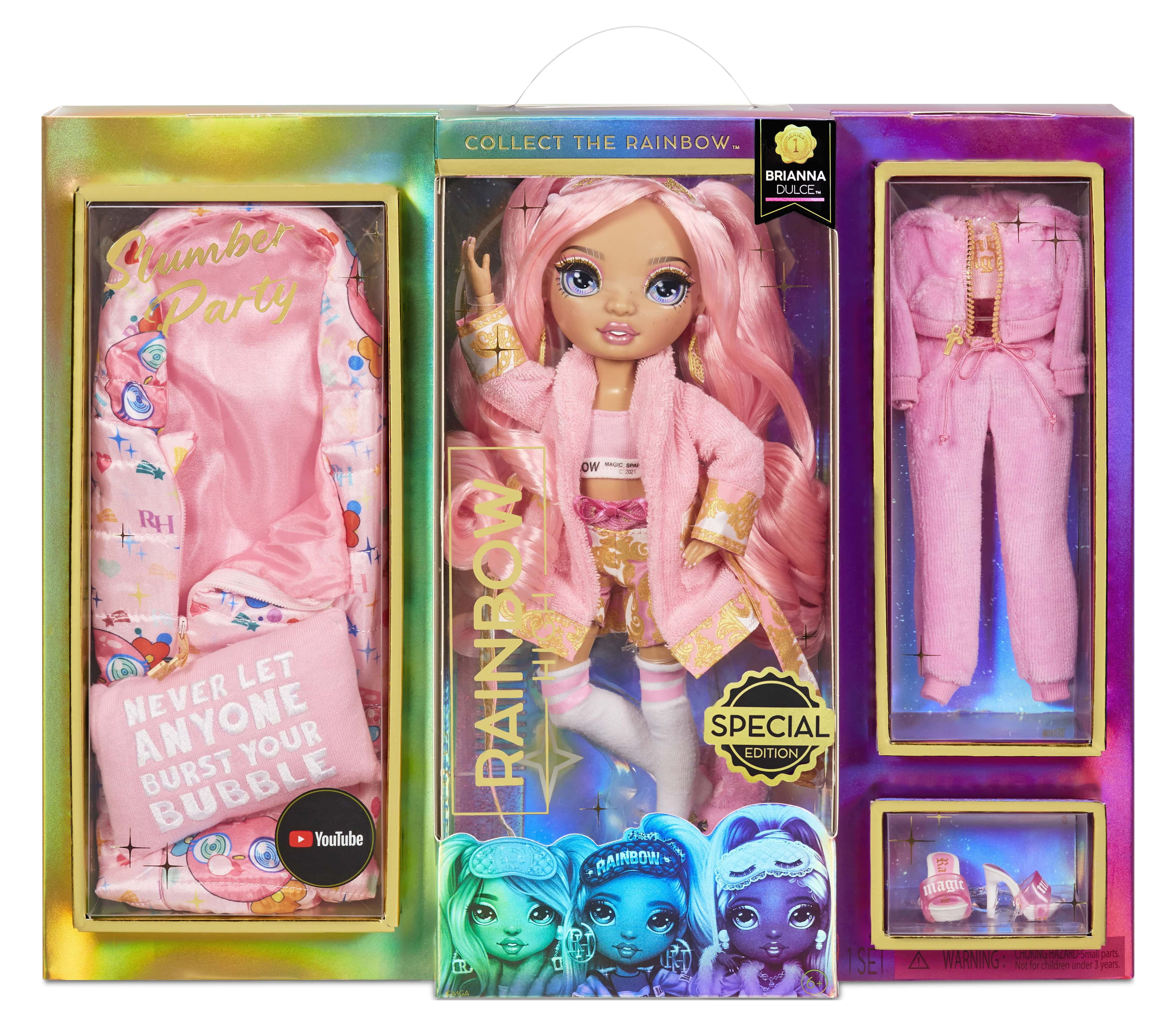 Rainbow High Slumber Party Doll Playset con 10 Piezas