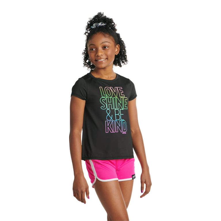 Justice Girls Short Sleeve Synthetic Graphic T-Shirts, 2-Pack, Sizes  XS(5/6)-XXL(16/18 Plus) 