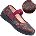thumbnail image 3 of CHICVOMEY Casual Flats for Women Flower Embroidered Slip-On Flats Breathable Mesh Mary Jane Flats for Women Casual & Work Ballet Flats, 3 of 6