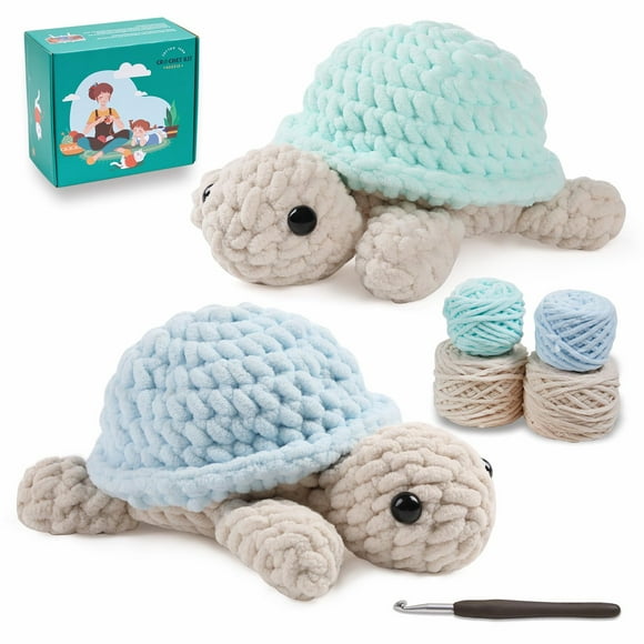 Kit de ganchillo Eelexa, paquete de 2 animales tortuga con tutoriales