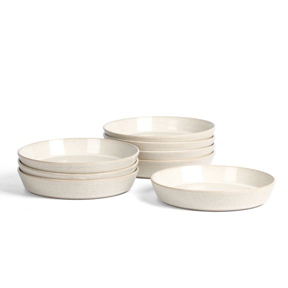 Stone Lain Claire 8-Piece Pasta Bowl Set Stoneware, Service for 8, White