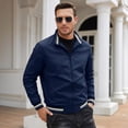 thumbnail image 2 of GrmtClth Men Fleece Jacket Lightweight Full Zip Jacket Casual Outdoor | Mock Neck Collar, Soft Warm Jacket, Ideal Outer Or Fall Winter Layering Essential for Hiking, Outdoor Wear Dark Blue XL, 2 of 7