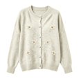thumbnail image 4 of WCJM Cardigan Sweaters for Women Plus Size Long Sleeve Button Down Crewneck Fall Knit Top (Beige,S), 4 of 5