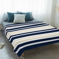 thumbnail image 4 of Navy Blue Khaki Striped Blanket Soft Cozy Warm Throw Blanket for Couch, Plush Fuzzy Flannel Fleece Blankets for Sofa, Gradient Horizontal Lines Bed Blankets Lightweight Gifts for Women, 50"x80", 4 of 9