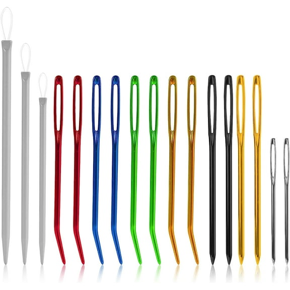 17pcs Yarn Needles, Stainless Steel Large Eye Blunt Needles Sewing Needles Hand Knitting Needles Macrame Needle Tapestry Needle Wool Needle for Crochet Projects (3 Sizes)