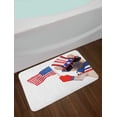 thumbnail image 2 of 4th of July Bath Mat, Pug Dog Wearing Patriotic Accessories and Waving the Flag Celebration Image, Non-Slip Plush Mat Bathroom Kitchen Laundry Room Decor, 29.5 X 17.5 Inches, Multicolor, Ambesonne, 2 of 2