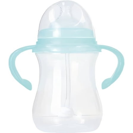 FineBuy Feeding bottles,Bottle with natural reaction nipple, wide neck bottle with handle, bottle gift set, transparent (8.8oz)