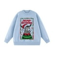 thumbnail image 4 of Uaswgudfs Women's Fall Winter Christmas Donkey Printed Long Sleeve Crew Neck Sweater, Trendy Polyester Spandex Blend Top, Walmart Must-Have Holiday Fashion Sweater Light Blue 2XL, 4 of 6