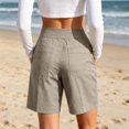 thumbnail image 5 of DHFJKG Linen Shorts For Women Lightweight High Waisted Relaxed Fit Wide Leg Casual Drawstring Summer Shorts, 5 of 6