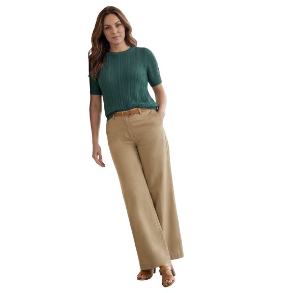 Jessica London Women's Plus Size Pullover Pointelle Sweater