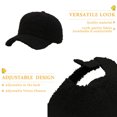 thumbnail image 3 of Faux Lamb Wool Baseball Cap for Men Women - Teddy Fleece Sports Hats Warm Winter Outdoor Travelblack, 3 of 5