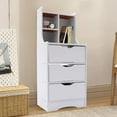 thumbnail image 3 of FETCOI Modern Nightstand High Bedside Table with 3 Drawer, Multifunctional Bedside Cabinet White Bedroom Storage Side Table with Open Shelf, 3 of 9
