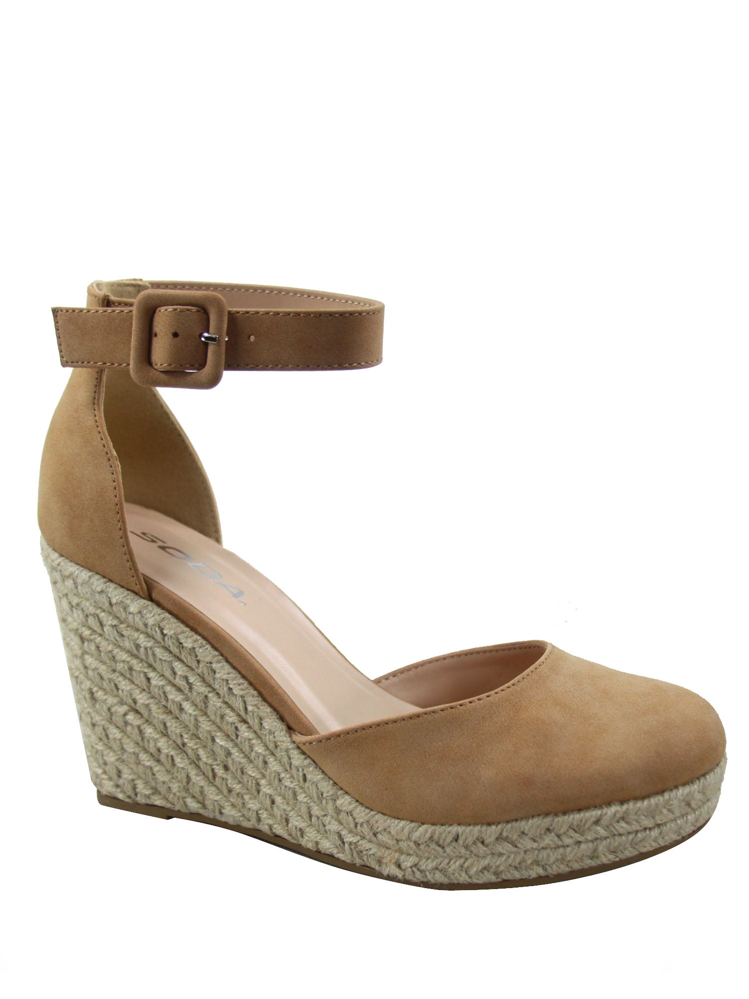 closed toe wedge heels with ankle strap