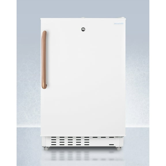 20" wide built-in undercounter ADA compliant refrigerator-freezer with a front lock and copper handle