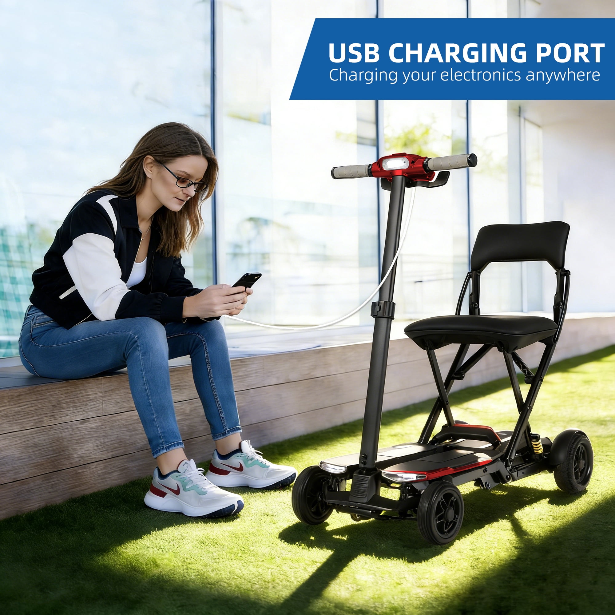 4-Wheel Remote Folding Mobility Scooter for Adults and Seniors, super lightweight and compact plus NFC Electric Foldable Mobility Scooter