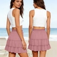 thumbnail image 5 of VBVC Women’s Y2K Drawstring Ruffle Mini Skirt,Ladies Summer A-Line Skirt,Workout Breathable Skirt For Women,Pink,S-2XL, 5 of 6