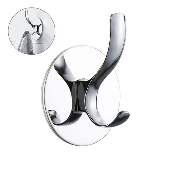 HOTBEST Pack of 1/2/4 Silver Hooks Adhesive Hooks Towel Coat Hook Wall Hooks Waterproof Rustproof Removable Stainless Steel Utility Hooks