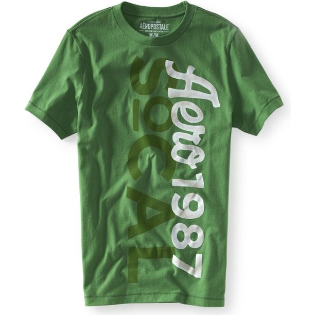 Aeropostale Hombre Puff Paint So-cal Camiseta Gráfica, Verde, Mediano