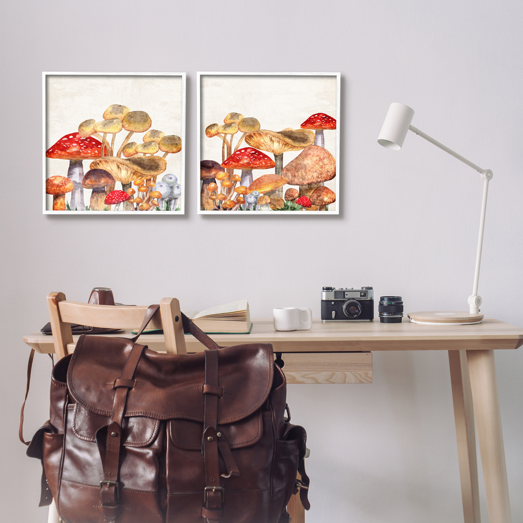 Stupell Industries Various Cottage Mushrooms Botanical & Floral Painting White Framed Art Print Wall Art, 17 x 17, Set of 2