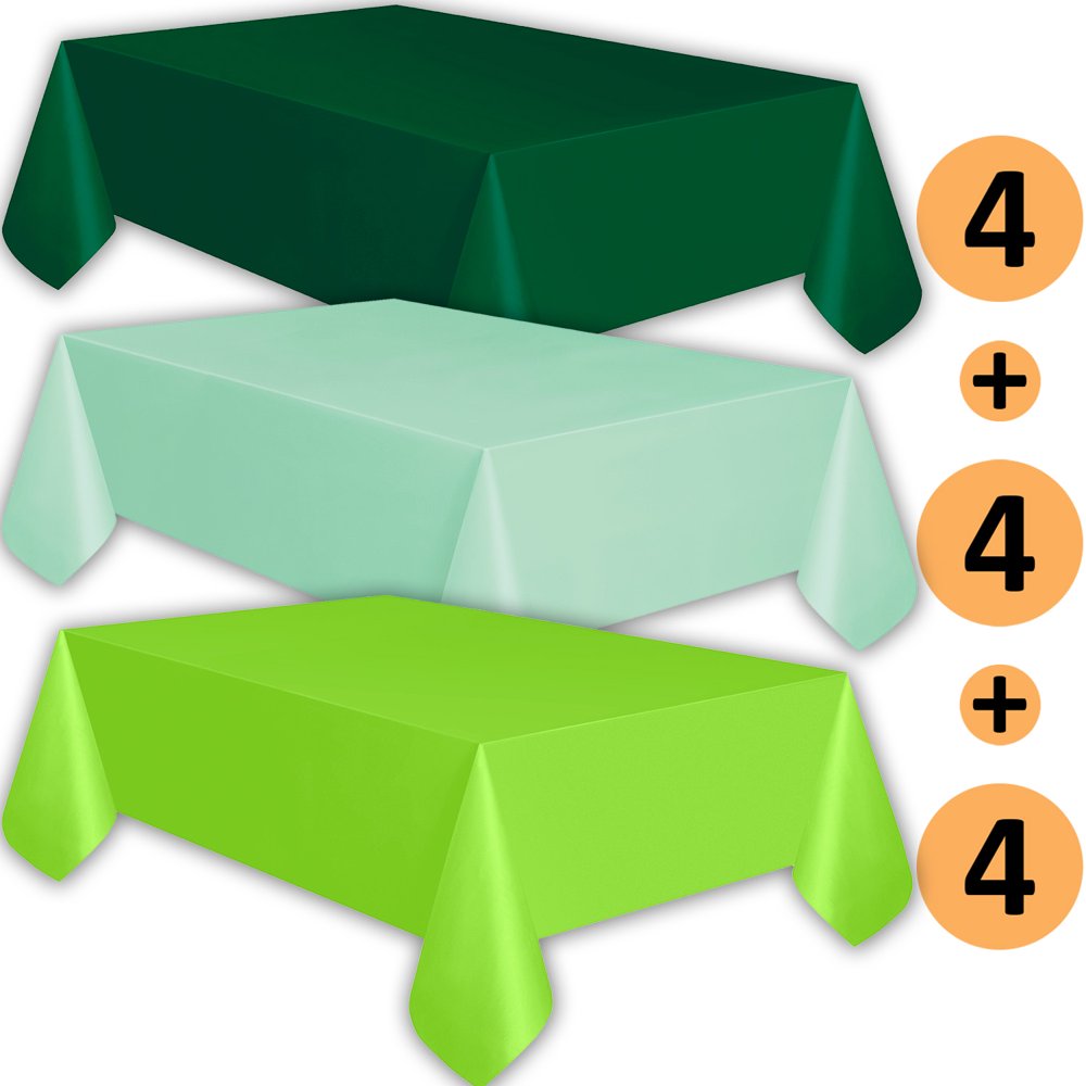 12 Plastic Tablecloths Forest Green, Mint, Lime Green Premium