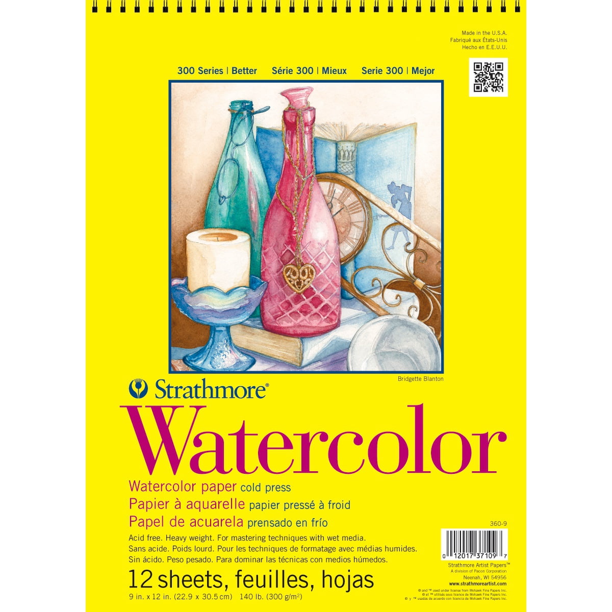 Multipack of 4 - Strathmore Watercolor Spiral Paper Pad 9"X12"-12 Sheets