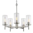 thumbnail image 1 of Golden Lighting 7011-5 PW-CLR Winslett 5 Light Chandelier in Pewter with Ribbed Clear Glass Shade, 1 of 1
