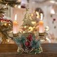 thumbnail image 1 of Uuiauoio Gold Christmas Tree Pillar Candle Holder with Berry & Pine Nut, 2 Wick Candle Holder for Holiday Desktop Decoration, Metal Decor ,Desktop Decoration Christmas Holiday Decoration, 1 of 6