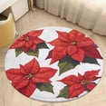 thumbnail image 6 of Christmas Poinsettia Red Flower Round Carpet Circle Rug Outdoor Patio Area Rug Washable Large Area Rugs Hallway Room Decor Fitness Mats, 6 of 8