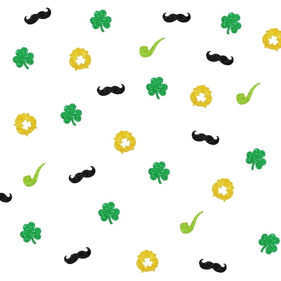 120 St Patrick's Day Confetti, Shamrock Table Confetti, Moustache Paper Confetti, Green Glitter Pipe Cut Out, St. Patrick's Day Birthday Party Decorations