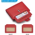 thumbnail image 4 of SCHLATUM Genuine Leather Rfid Blocking Wallet for Women, Bifold Purse with Removable Card Slot, 14 Card Slots, Zipper Coin Pocket, Red, 4 of 7