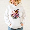 thumbnail image 2 of Sudadera con capucha y estampado de mariposas y flores populares de otoño e invierno para mujer, abrigo de moda, ropa de talla grande, 2 of 5