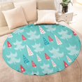 thumbnail image 4 of Turquoise Christmas Tree Pattern Round Blanket,Comfortable Soft Flannel Throw Blanket,All Season,Warm Lightweight Blankets for Sofa Bed Couch Living Room Chair 47"x47", 4 of 5