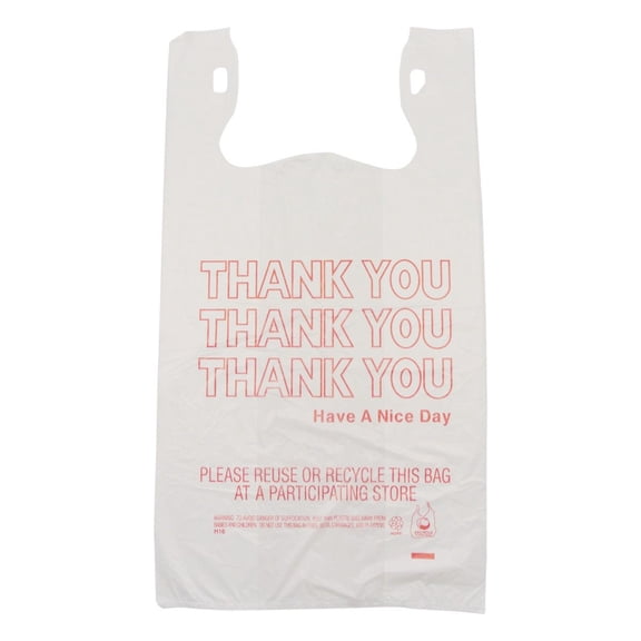 "Thank You" Bags White Plastic T-Shirt 11" x 22" x 6"